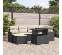 vidaXL Set Divano da Giardino con cuscino 7 pcs Nero Poly Rattan