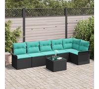 vidaXL Set Divano da Giardino con cuscino 7 pcs Nero Poly Rattan