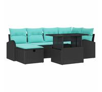 vidaXL Set Divano da Giardino con cuscino 7 pcs Nero Poly Rattan, Divano modulare, leggero e resistente ai raggi UV, per giardino e terrazza, con spazio per riporre, super comfy