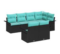 vidaXL Set Divano da Giardino con cuscino 7 pcs Nero Poly Rattan, Set Divano da Giardino, Comfort Modulo per Relax all'Aperto, Materiali Resistenti ai Raggi UV, Lounge e Divertimento