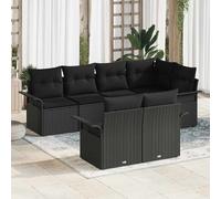 vidaXL Set Divano da Giardino con cuscino 7 pcs Nero polyrattan