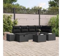 vidaXL Set Divano da Giardino con cuscino 7 pcs Nero polyrattan