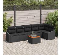 vidaXL Set Divano da Giardino con cuscino 7 pcs Nero polyrattan