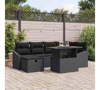 vidaXL Set Divano da Giardino con cuscino 7 pcs Nero polyrattan