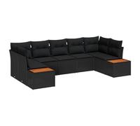 vidaXL Set di divani da Giardino 7 Pezzi con Cuscini in polirattan Nero, Perfetto per balconi, patii e Giardini. Divano modulare da terrazza.