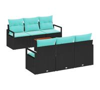 vidaXL Set Divano da Giardino con cuscino 7 pcs Nero polyrattan, Set giardino moderno, resistente, leggero, modulare, materiali anti-UV, divano esterno, relax, arredamento per patio