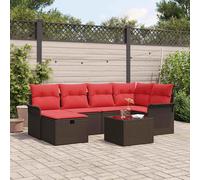 vidaXL Set Divano da Giardino con cuscino 7 pcs Poly Rattan, Set da giardino, divano modulare leggero, resistente ai raggi UV, per terrazza, con vano di stoccaggio
