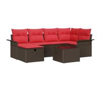 vidaXL Set Divano da Giardino con cuscino 7 pcs Poly Rattan, Set da giardino, divano modulare leggero, resistente ai raggi UV, per terrazza, con vano di stoccaggio