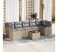 vidaXL Set Divano da Giardino con cuscino 8 pcs Beige e grigio