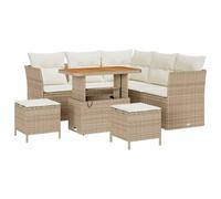 vidaXL Set di divani da Giardino in 8 Pezzi con Cuscini Panna per 5 Persone in Rattan modulare Beige per mobili da Esterno Tavolo per Balcone e Patio Spazio Lounge Divano Sezione
