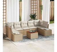 vidaXL Set Divano da Giardino con cuscino 8 pcs Beige Poly Rattan