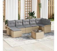 vidaXL Set Divano da Giardino con cuscino 8 pcs Beige Poly Rattan