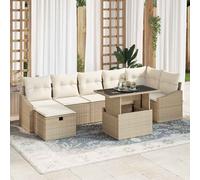 vidaXL Set Divano da Giardino con cuscino 8 pcs Beige Poly Rattan