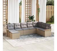 vidaXL Set Divano da Giardino con cuscino 8 pcs Beige Poly Rattan
