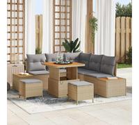 vidaXL Set Divano da Giardino con cuscino 8 pcs Beige Poly Rattan