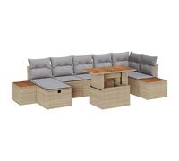 vidaXL Set Divano da Giardino con cuscino 8 pcs Beige Poly Rattan