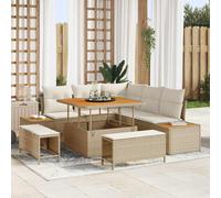 vidaXL Set Divano da Giardino con cuscino 8 pcs Beige Poly Rattan