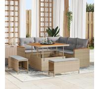vidaXL Set Divano da Giardino con cuscino 8 pcs Beige Poly Rattan