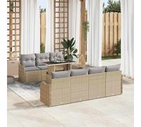 vidaXL Set Divano da Giardino con cuscino 8 pcs Beige Poly Rattan