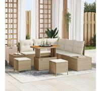 vidaXL Set Divano da Giardino con cuscino 8 pcs Beige Poly Rattan