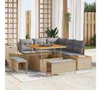 vidaXL Set Divano da Giardino con cuscino 8 pcs Beige Poly Rattan