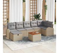 vidaXL Set Divano da Giardino con cuscino 8 pcs Beige Poly Rattan