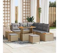 vidaXL Set Divano da Giardino con cuscino 8 pcs Beige Poly Rattan