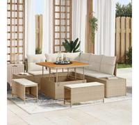 vidaXL Set Divano da Giardino con cuscino 8 pcs Beige Poly Rattan