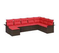 vidaXL Set Divano da Giardino con cuscino 8 pcs Beige Poly Rattan, Set di divani modulari per giardino e terrazza, mobili leggeri, resistenti ai raggi UV, con comparti per riporre
