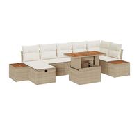 vidaXL Set Divano da Giardino con cuscino 8 pcs Beige polyrattan