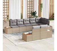 vidaXL Set Divano da Giardino con cuscino 8 pcs Beige polyrattan