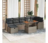vidaXL Set Divano da Giardino con cuscino 8 pcs Grigio Poly Rattan