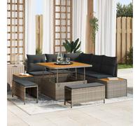 vidaXL Set Divano da Giardino con cuscino 8 pcs Grigio Poly Rattan