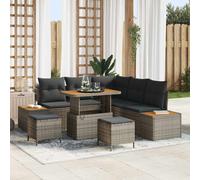 vidaXL Set Divano da Giardino con cuscino 8 pcs Grigio Poly Rattan