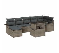 vidaXL Set Divano da Giardino con cuscino 8 pcs Grigio Poly Rattan