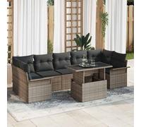 vidaXL Set Divano da Giardino con cuscino 8 pcs Grigio Poly Rattan