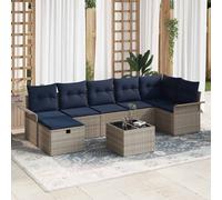 vidaXL Set Divano da Giardino con cuscino 8 pcs Grigio Poly Rattan, Divano Modular per Giardino e Terrazza, Resistente, Leggero, in Materiale UV, con Scomparti per Riporre