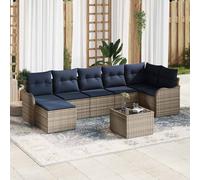 vidaXL Set Divano da Giardino con cuscino 8 pcs Grigio Poly Rattan