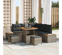 vidaXL Set Divano da Giardino con cuscino 8 pcs Grigio Poly Rattan