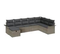 vidaXL Set Divano da Giardino con Cuscino 8 PCS Grigio Poly Rattan, Divano Moderno da Giardino e terrazza, Rettangolare, Piedi Regolabili, arredo Outdoor Resistente, posti a Sedere modulari