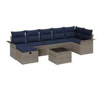 vidaXL Set Divano da Giardino con cuscino 8 pcs Grigio Poly Rattan
