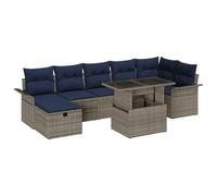 vidaXL Set Divano da Giardino con cuscino 8 pcs Grigio Poly Rattan, Set di divani modulari per il giardino, posti a sedere outdoor resistenti, leggeri, con vani regolabili