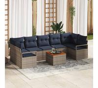vidaXL Set Divano da Giardino con cuscino 8 pcs Grigio polyrattan, Divano moderno, resistente ai raggi UV, mobile da esterno modulare, comodo per il tuo giardino