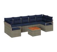 vidaXL Set Divano da Giardino con cuscino 8 pcs Grigio polyrattan, Divano moderno, resistente ai raggi UV, mobile da esterno modulare, comodo per il tuo giardino