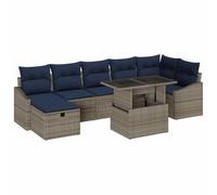 vidaXL Set di divani da giardino con cuscino, 8 pezzi, grigio rattan sintetico, moderno e leggero, per giardino e terrazza, mobile modulare resistente ai raggi UV, ideale per esterni