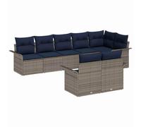 vidaXL Set Divano da Giardino con cuscino 8 pcs Grigio polyrattan, Set di divani da giardino, mobilità moderna e leggera, resistenza UV, con scomparto per il relax