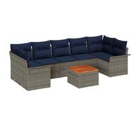 vidaXL Set Divano da Giardino con cuscino 8 pcs Grigio polyrattan, Set moderno di divani da esterno, mobili modulari resistenti, arredo giardino UV-protetto, lounge contemporanea