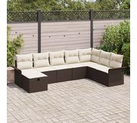 vidaXL Set Divano da Giardino con cuscino 8 pcs Marrone Poly Rattan
