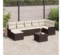 vidaXL Set Divano da Giardino con cuscino 8 pcs Marrone Poly Rattan