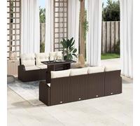 vidaXL Set Divano da Giardino con cuscino 8 pcs Marrone Poly Rattan